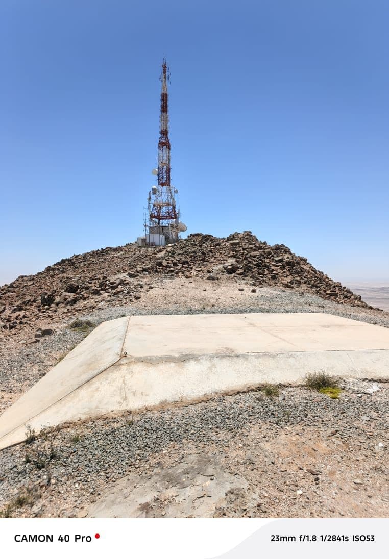 A communications tower on a prepared site