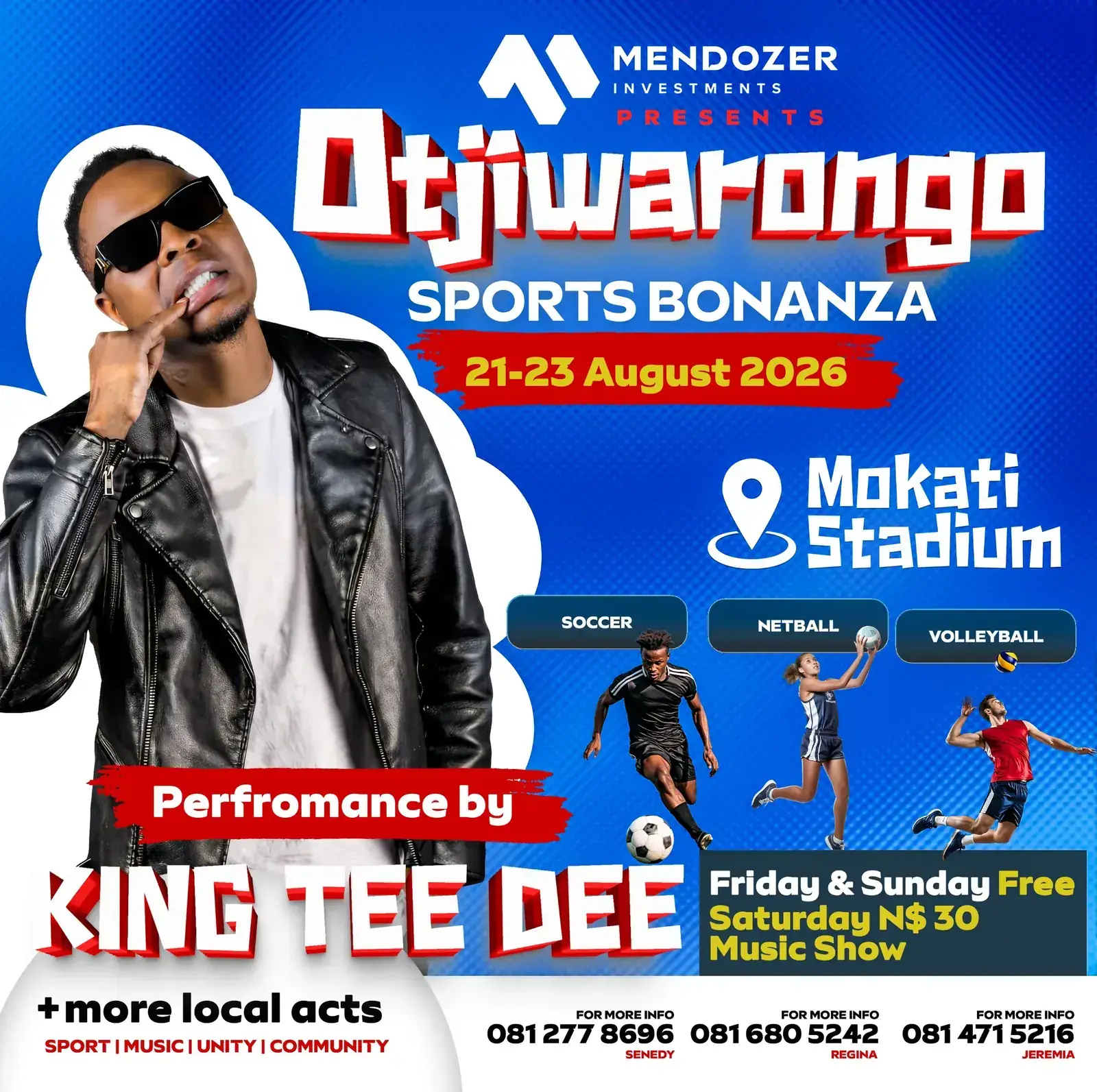 King Tee Dee poster for Otjiwarongo Sports Bonanza 2026